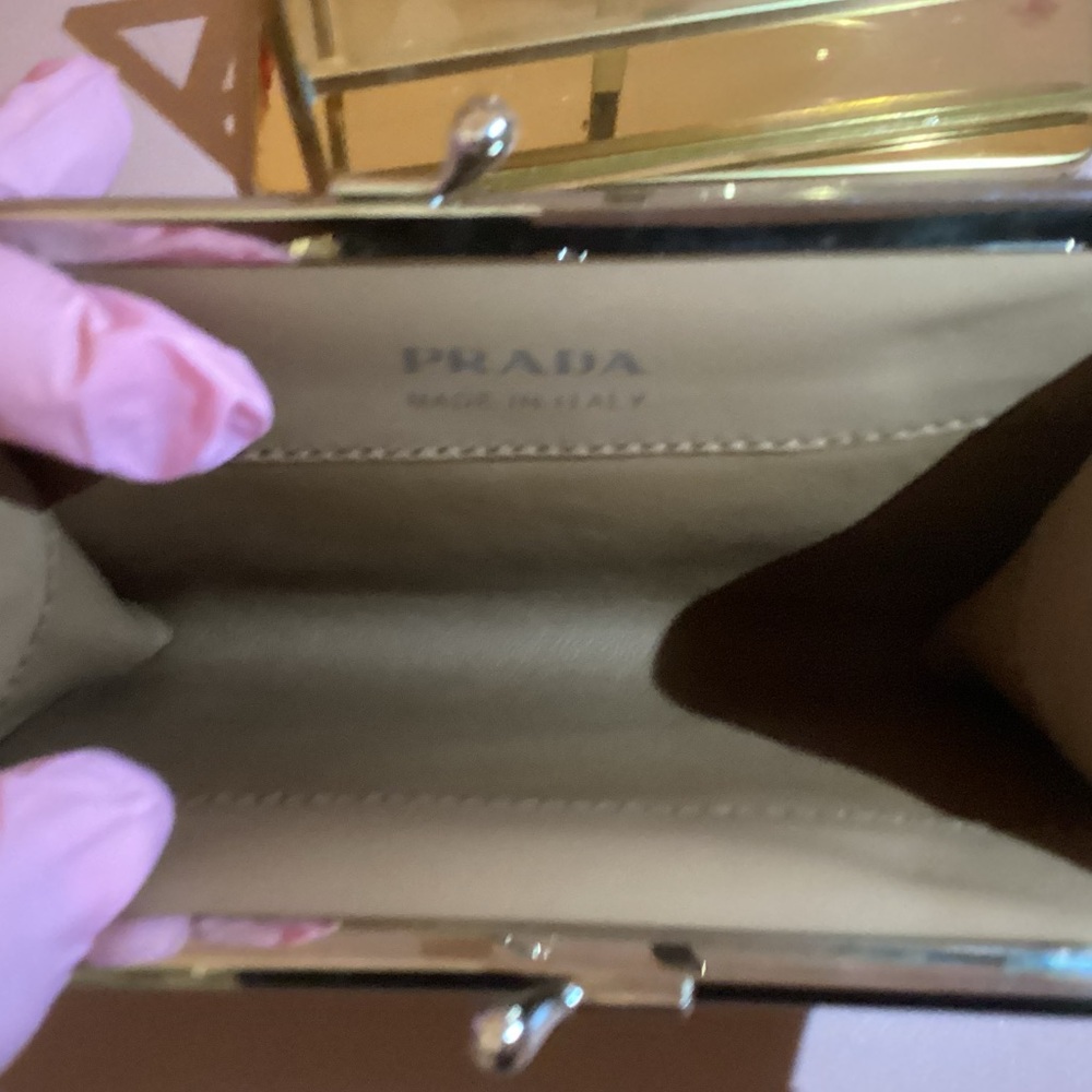 Prada Tan Leather Kiss-lock Coin Pouch - Picture 3 of 3